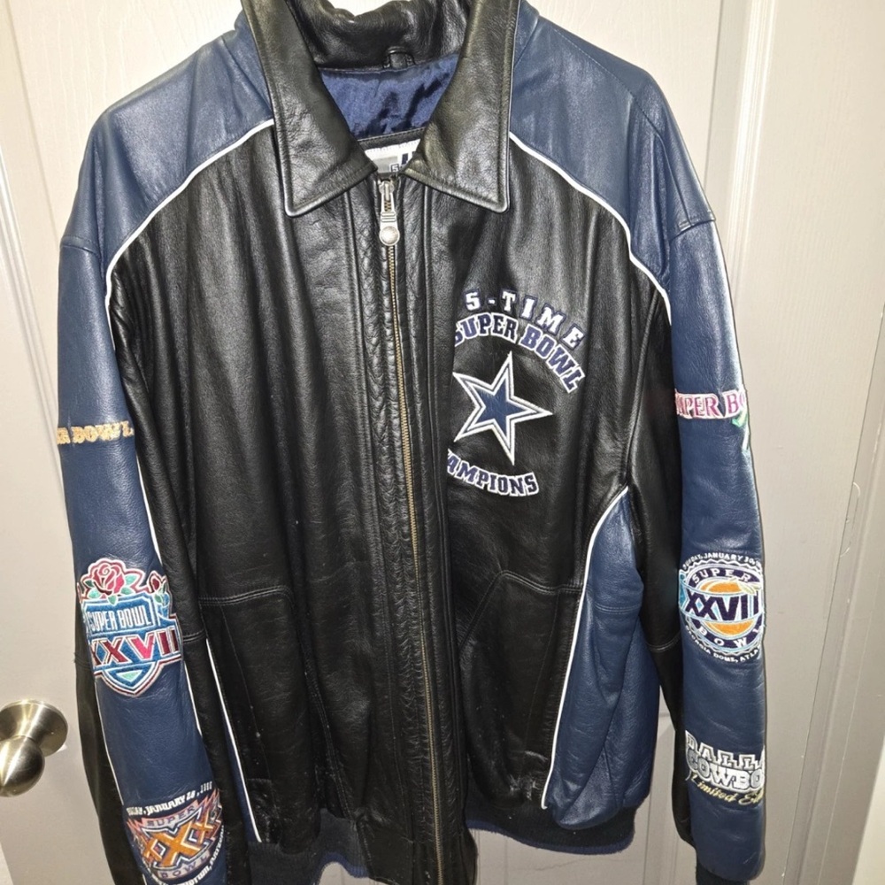 Vintage Dallas Cowboys 5-time Super Bowl Champions Leather Jacket Size XL